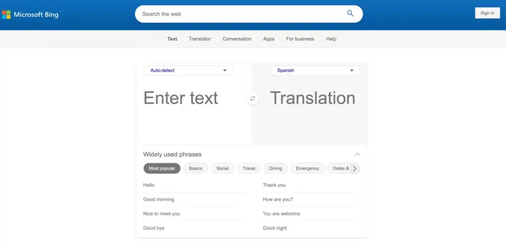 Bing Microsoft Translator